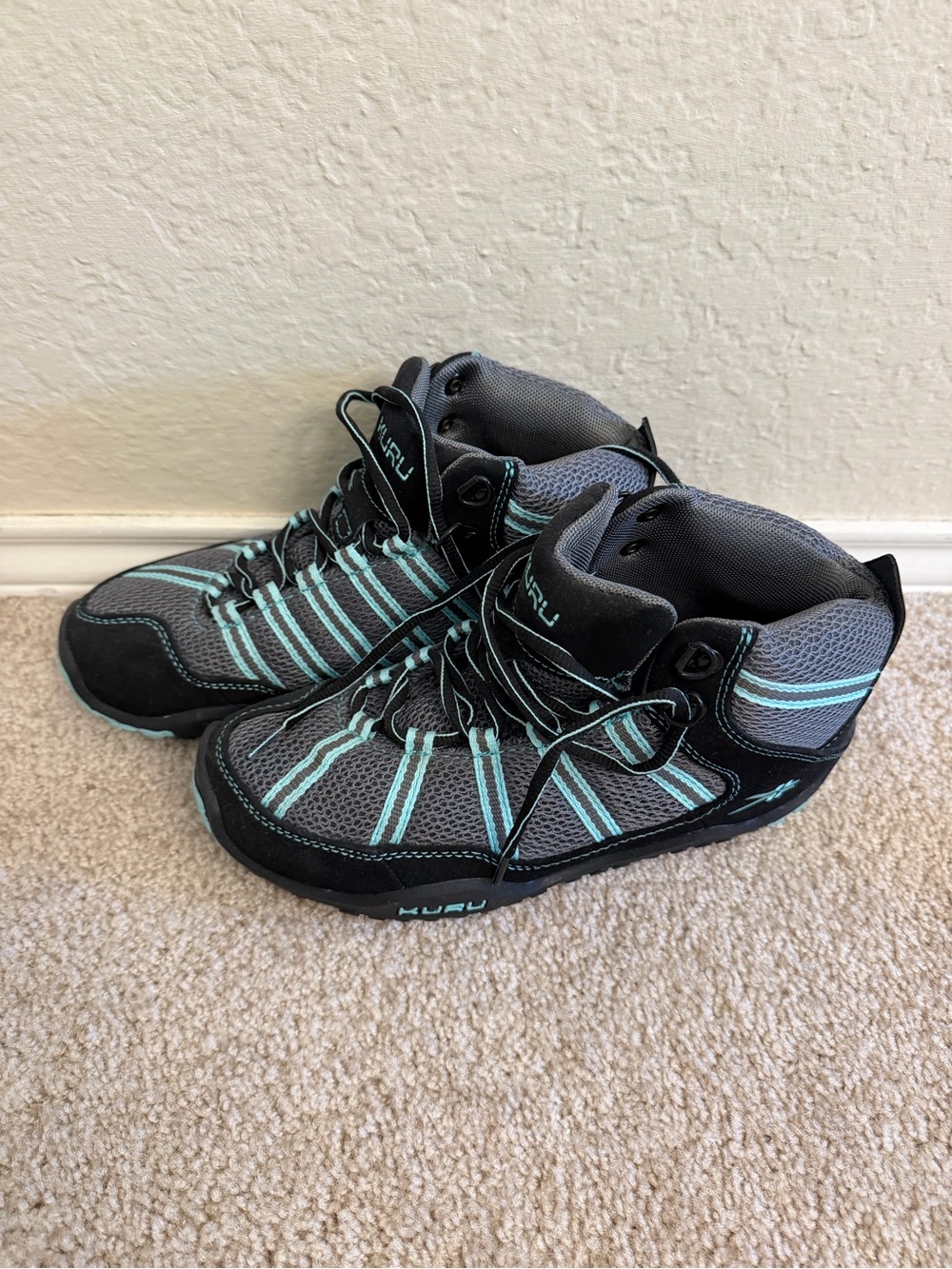 KURU Gray Hiking Boots with Teal Accents